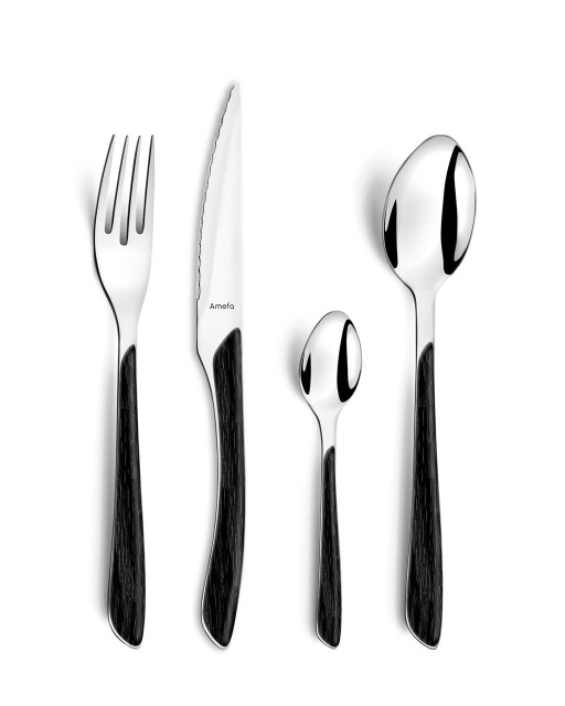 Set tacamuri, 16 piese, Amefa, Eclat Nature, inox, negru