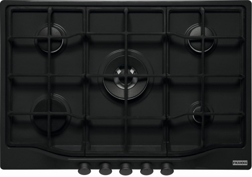 Plita gaz incorporabila Franke Country FCH 755 4G TC BT C cu 5 arzatoare arzator tripla coroana gratare fonta Matte Black