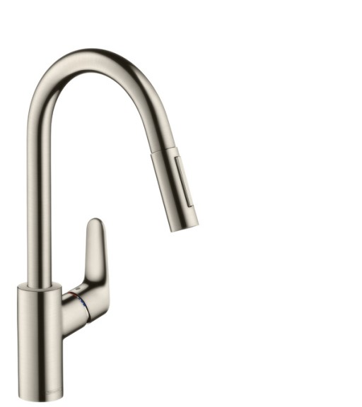 Baterie bucatarie Hansgrohe Focus 240 dus extractibil inox optic