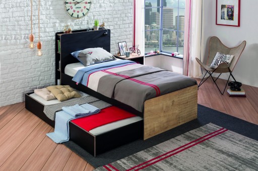 Pat extensibil, Çilek, Black Pull-Out Bed (90X190), 93x24x194 cm, Multicolor