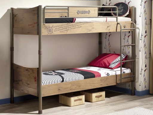 Pat supraetajat, Çilek, Pirate Bunk Bed (90X200), 105x171x208 cm, Multicolor