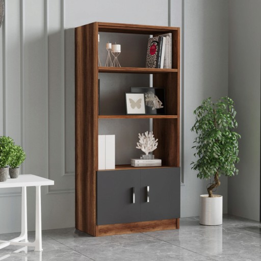 Corp biblioteca, Locelso, Vario D, 63.6x140x37.6 cm, Nuc / Antracit