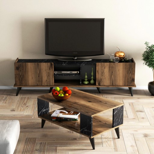 Set mobilier living, Mezza, Set 1330, Nuc / Negru