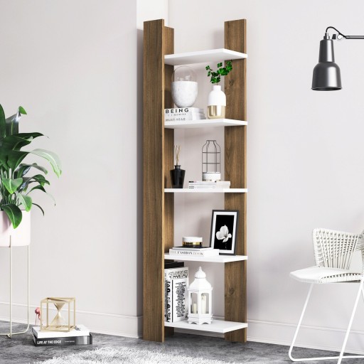 Corp biblioteca, Minima, Reeta, 45x160x25.6 cm, Nuc/Alb