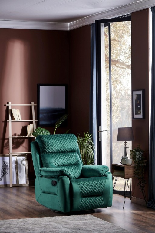 Fotoliu cu recliner, Niron, Trone TV, 80x105x80 cm, Verde