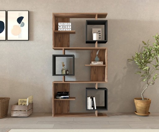 Corp biblioteca, Puqa Design, Icardi, 90x171.9x24.6 cm, PAL, Pin Atlantic / Antracit