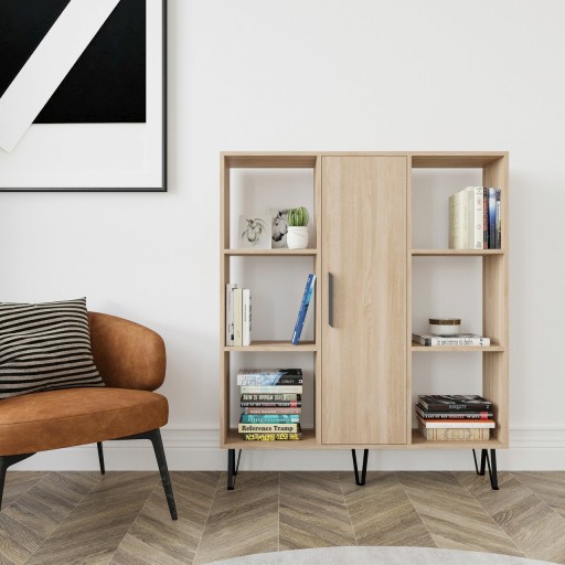 Corp biblioteca, Zena Home, Peoria, 120x123.6x25 cm, PAL, Stejar