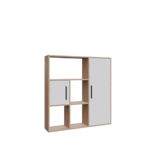 Corp biblioteca, Zena Home, Ridge, 120x123.6x25 cm, PAL, Stejar / Alb