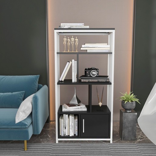 Corp biblioteca, Zena Home, Valero, 60x120x29.6 cm, PAL, Alb / Antracit