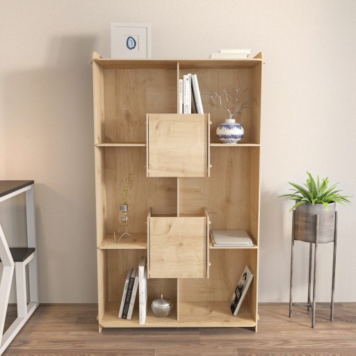 Corp biblioteca, Zena Home, Pana, 83x138x27 cm, PAL, Stejar