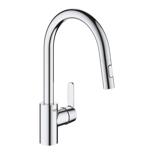 Baterie bucatarie Grohe Get cu dus extractibil dual spray pipa C crom