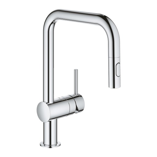 Baterie bucatarie Grohe Minta cu dus extractibil dual spray pipa U crom