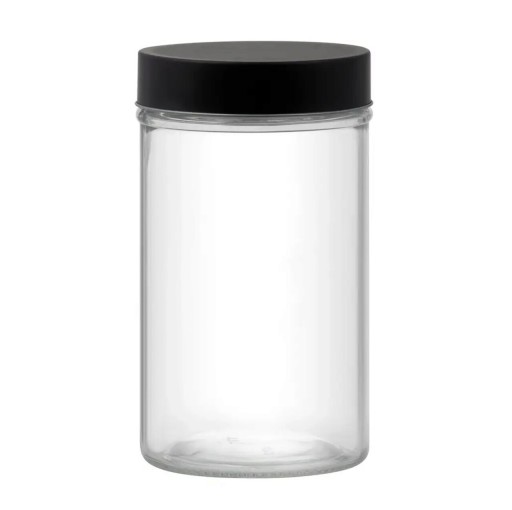 Recipient cu capac Milos Round, Domotti, 9.8 x 17.7 cm, 1 L, sticla/inox, transparent/negru