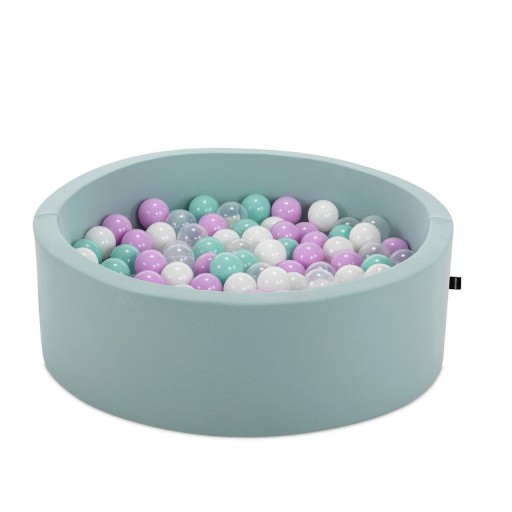 Piscina cu bile, Bubble Pop v3, 200 bile, Ø85 x 30 cm, bumbac/plastic, menta