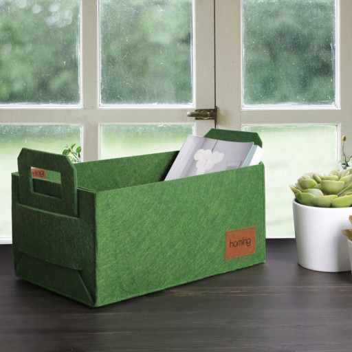 Organizator de birou, HMY, 30x20x15 cm, Fetru, Verde