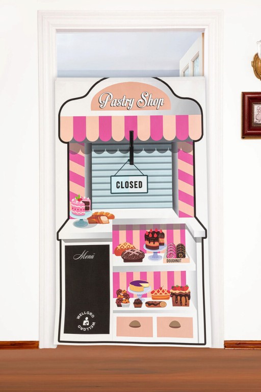 Joc cu fixare pe usa, Pastry Shop, 137x77x0.1 cm, Piele ecologica, Roz