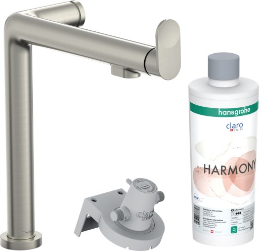 Baterie bucatarie Hansgrohe Aqittura M91 240 cu 3 cai si sistem filtrare inox optic