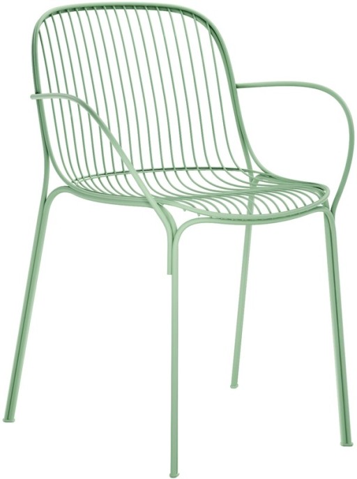 Scaun cu brate exterior Kartell Hiray design Ludovica & Roberto Palomba verde salvie