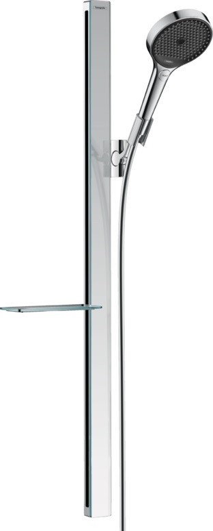 Set de dus Hansgrohe Rainfinity 130 3 tipuri de jet cu bara 90cm furtun 1.6m si savoniera crom