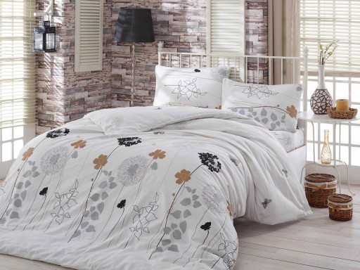 Lenjerie de pat pentru o persoana, Atlantis - White, Eponj Home, 65% bumbac/35% poliester