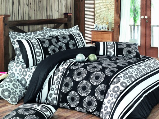 Lenjerie de pat pentru o persoana, Sema - Black, Pearl Home, Bumbac Ranforce