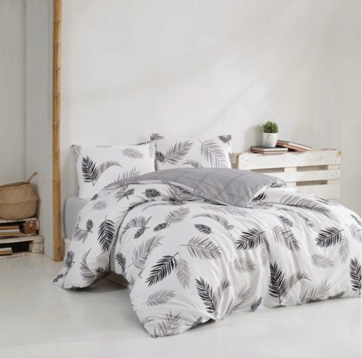 Lenjerie de pat dubla, Plume - Grey, Pearl Home, Bumbac Ranforce