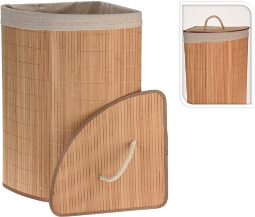 Cos de rufe Corner shape, 35x35x60 cm, bambus, natural