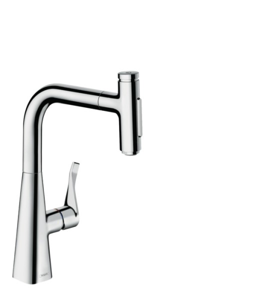 Baterie bucatarie Hansgrohe Metris Select 240 M71 dus extractibil cu doua tipuri de jet crom lucios