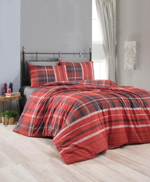 Lenjerie de pat pentru o persoana Single XL (DE), Plaid, Life Style, Bumbac Ranforce