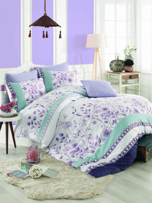 Lenjerie de pat pentru o persoana (FR), Sudenaz - Lilac, Pearl Home, Bumbac Ranforce