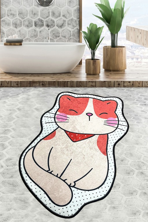 Covoras de baie, Chilai, Katze (80 x 100), 80x100 cm, Catifea, Multicolor