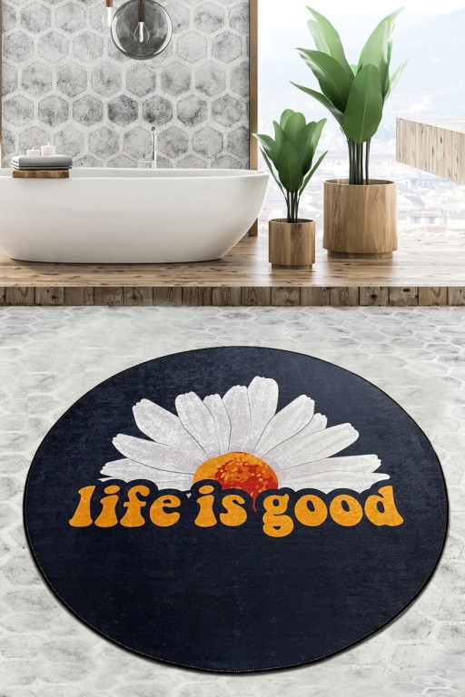 Covoras de baie, Chilai Home, Life Is Good Djt (100 cm), Poliester, Multicolor