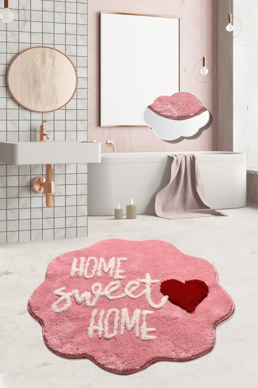 Covoras de baie, Chilai, Home Sweet Home Pink , Acril, Roz