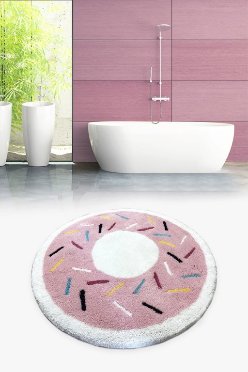 Covoras de baie, Chilai Home, Donut Pink, Acril, Multicolor