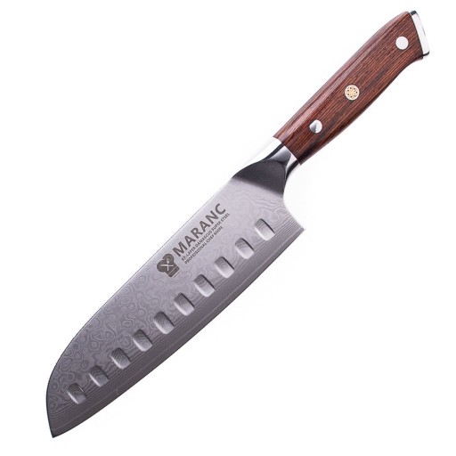 Cutit santoku profesional Maranc, otel de damasc, 18 cm, M24