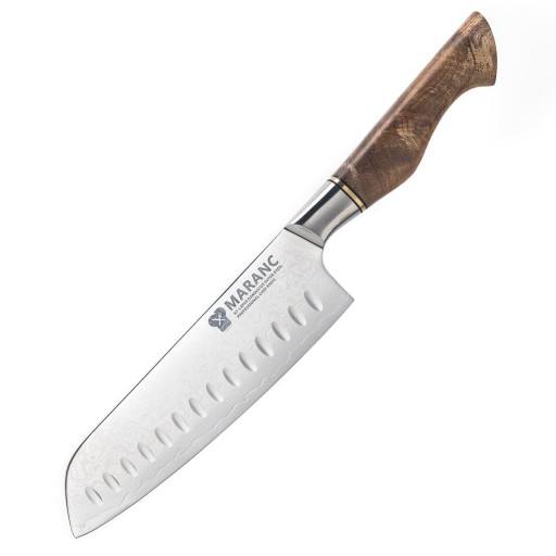 Cutit santoku profesional Maranc, otel de damasc, 18 cm, M169