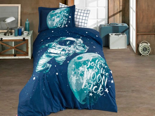 Lenjerie de pat pentru o persoana, Galaxy - Royal, Hobby, Bumbac Poplin