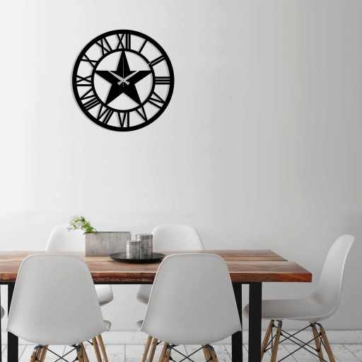 Ceas de perete, Metal Wall Clock 28, Metal, Dimensiune: 48 x 48 cm, Negru