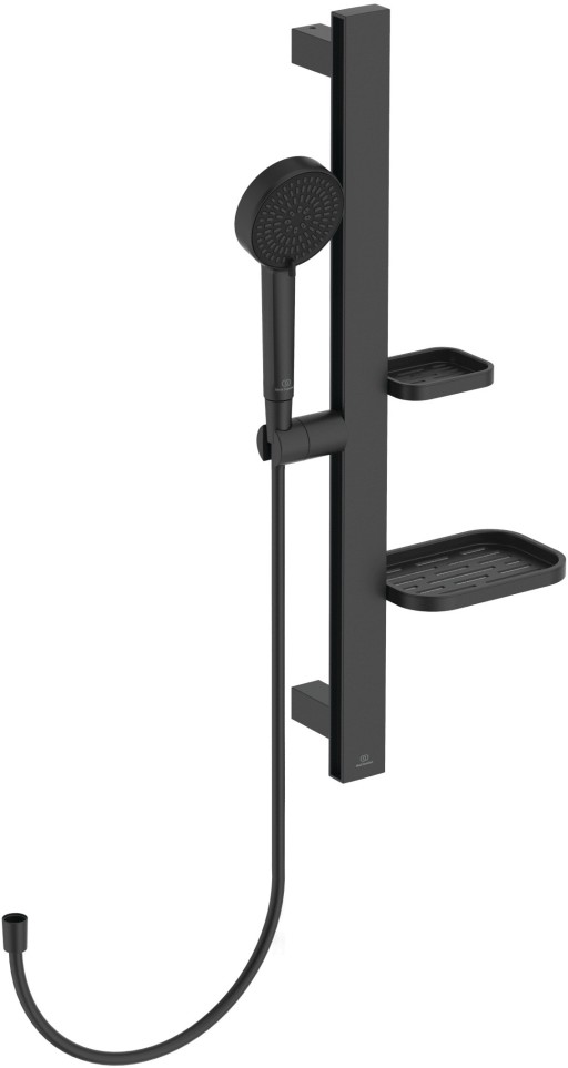 Set de dus Ideal Standard IdealRain Alu+ cu para de dus furtun 175cm si bara de dus 60cm negru