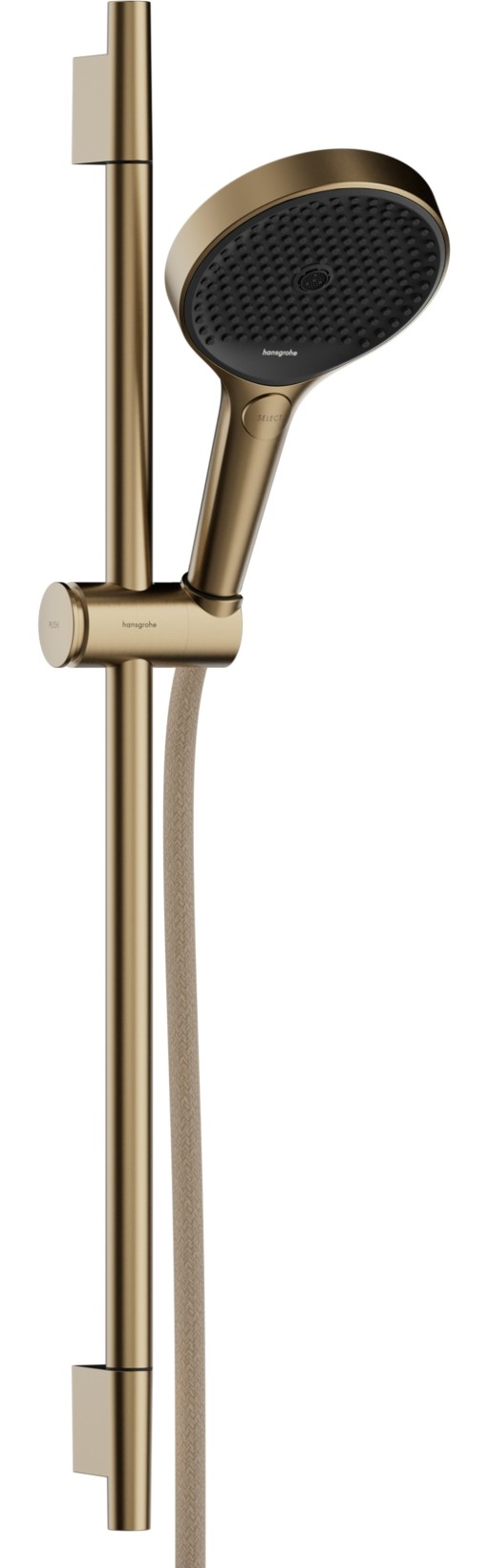 Set de dus Hansgrohe Rainfinity 130 3 tipuri de jet cu bara 60cm furtun 1.6m bronz periat