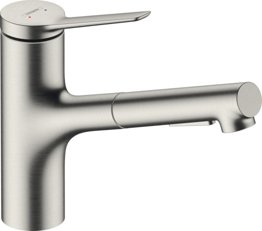 Baterie bucatarie Hansgrohe Zesis M33 cu pipa extractibila ComfortZone 150 sBox inox