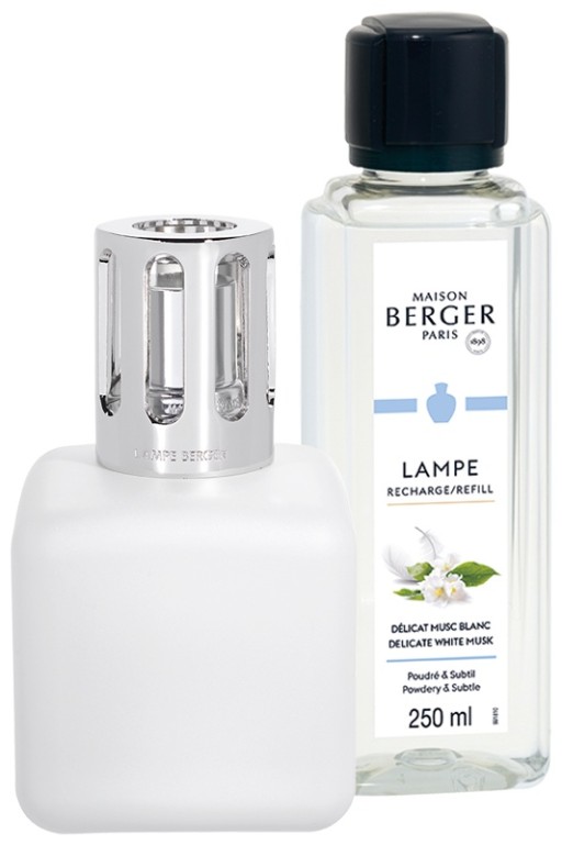 Set lampa catalitica cu parfum Maison Berger Glacon Blanc cu parfum Delicate White Musc 250ml