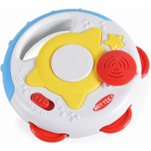 Jucarie muzicala pentru dentitie, Baby Tambourine, HE0511, 6M+, plastic, multicolor