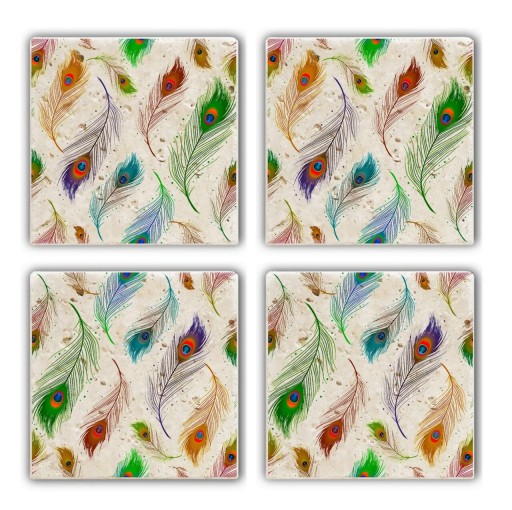 Set suporturi de pahare, Taylor, 366TYR1123, Piatra, 10 x 10 x 1 cm, 4 piese, Multicolor