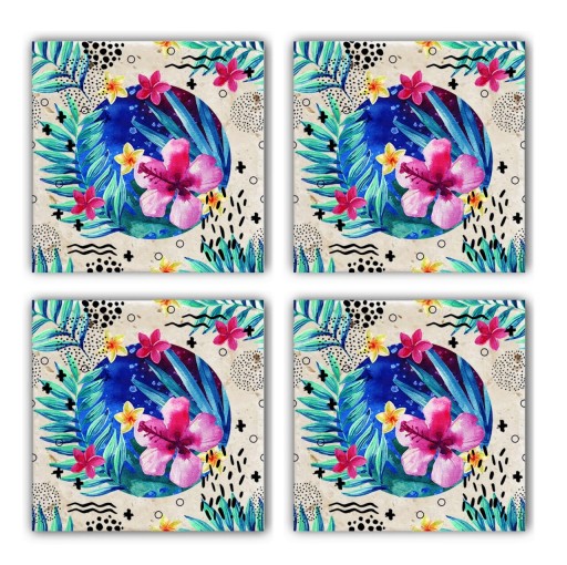 Set suporturi de pahare, Taylor, 366TYR1141, Piatra, 10 x 10 x 1 cm, 4 piese, Multicolor