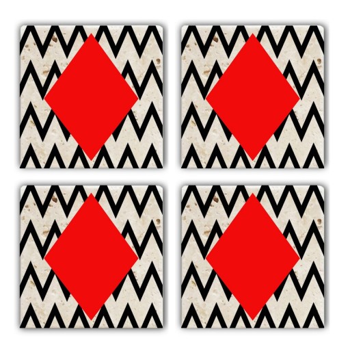 Set suporturi de pahare, Taylor, 366TYR1156, Piatra, 10 x 10 x 1 cm, 4 piese, Multicolor