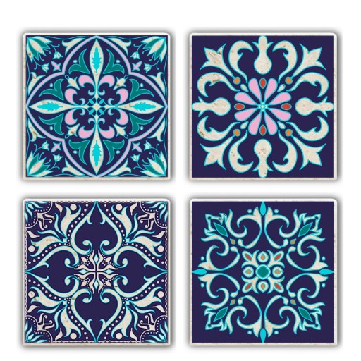 Set suporturi de pahare, Taylor, 366TYR1163, Piatra, 10 x 10 x 1 cm, 4 piese, Multicolor