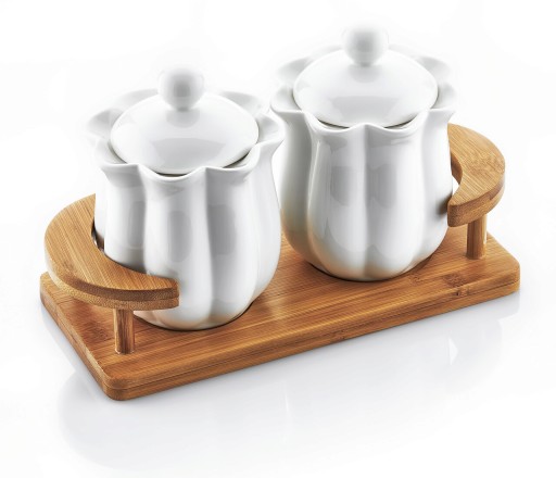 Set recipiente pentru condimente, Noble Life, 721NBL1012, Portelan, Alb