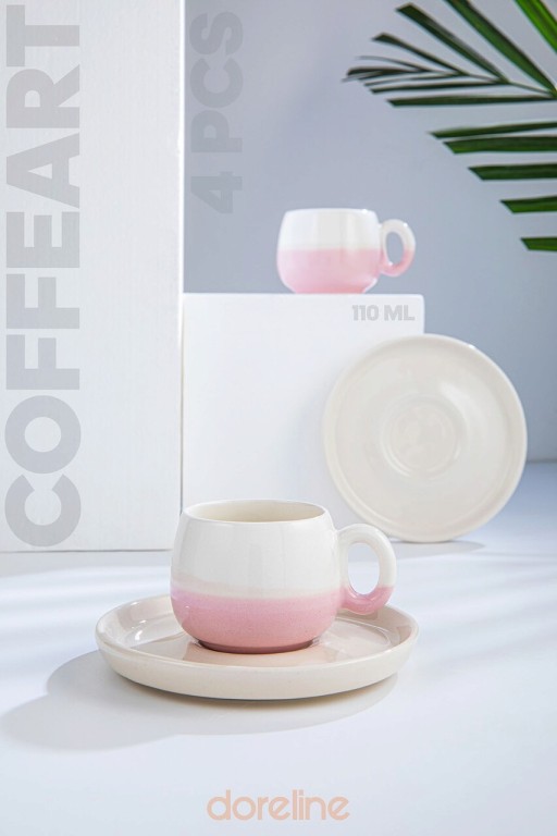 Set cesti de cafea, Doreline, 612DRL1119, Ceramica, Roz