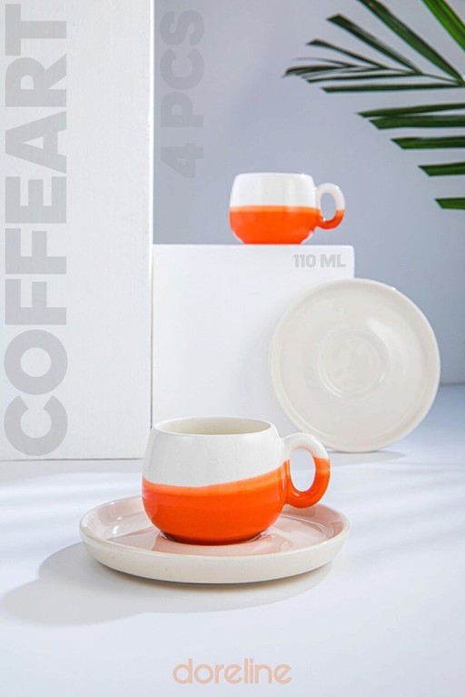 Set cesti de cafea, Doreline, 612DRL1116, Ceramica, Portocaliu